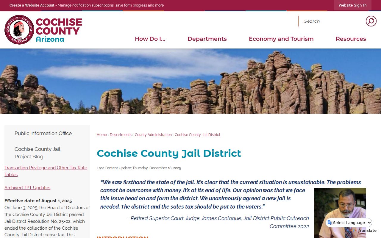 Cochise County arrest records jail district project