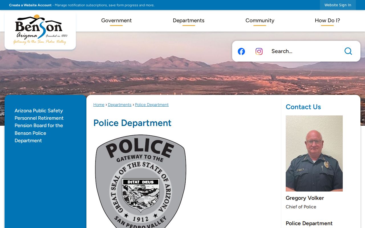 Benson criminal records and Police Department request information