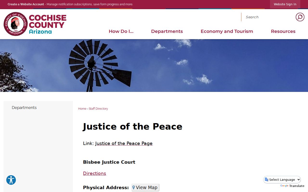 Cochise County criminal court case Justice Courts directory