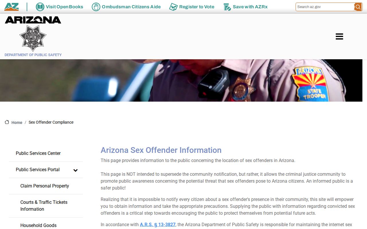 Cochise County sex offender search AZDPS compliance page
